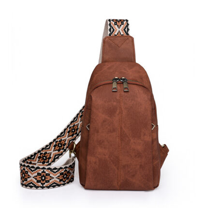 Retro Outdoor Travel Bag Wide Shoulder Strap Crossbody Bag Women's Chest Bag Waist Bag