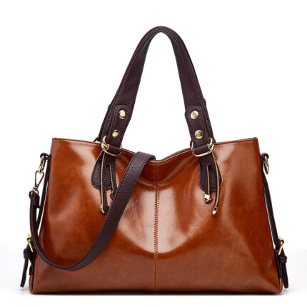 Retro-style Soft Leather Tote Bag