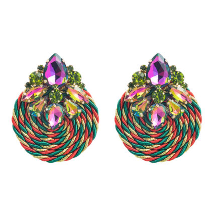 Trendy Rhinestone Woven Earrings